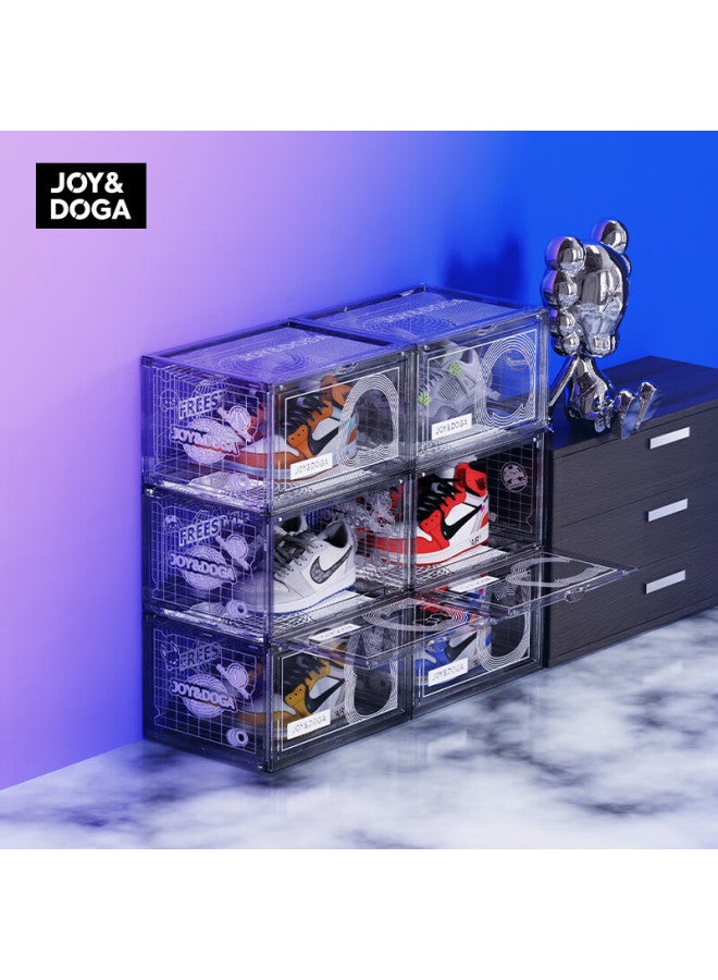 Joy&doga Transparent Shoe Box, Dust-proof And Anti-oxidation, Sneaker Storage Box, Internet-popular Gray, Semi-transparent Pet, Stackable, Snow Style - Image 2