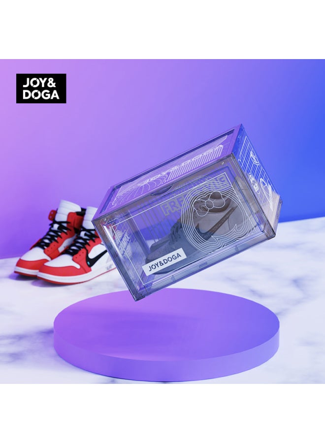 Joy&doga Transparent Shoe Box, Dust-proof And Anti-oxidation, Sneaker Storage Box, Internet-popular Gray, Semi-transparent Pet, Stackable, Snow Style - Image 1