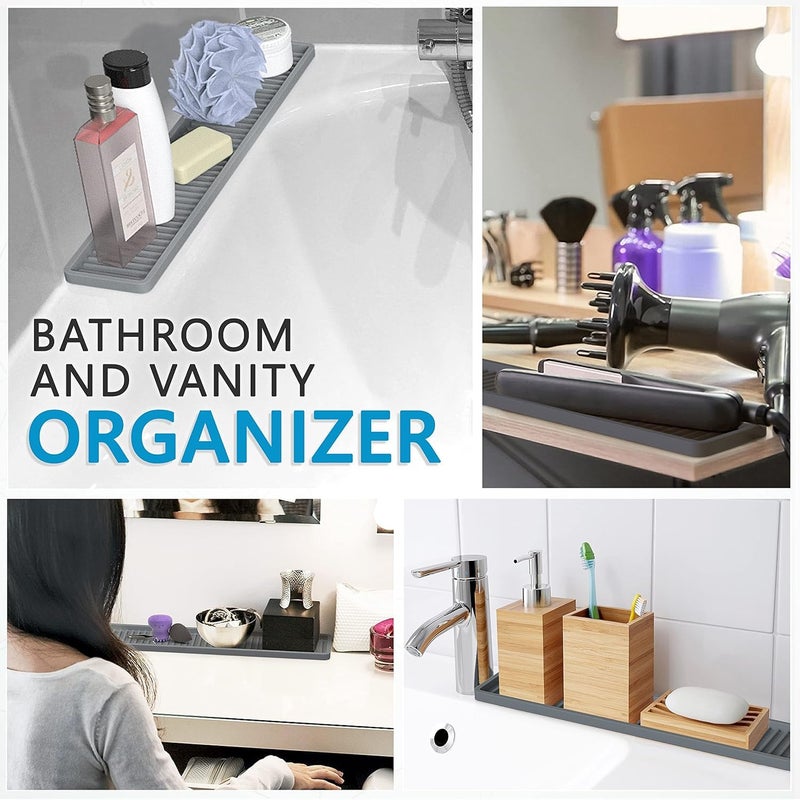 STORE 2508 Store2508 2 Pcs Silicone Kitchen Sink Long Holder Tray 41.3 x 8.7 Cm, Vanity & Bathroom Organizer, Bar Coffee Service Mat - Image 5