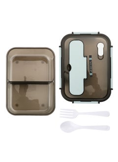 Generic Plastic Lunch Box Sealed Refrigerator Fresh-keeping Box Student Office Worker Lunch Lunch Box Fast Food Box Microwave Oven Available-Specifications:1100ml (2 Squares) Plastic Fork Spoon/242g)-Color:Apricot  - Image 5