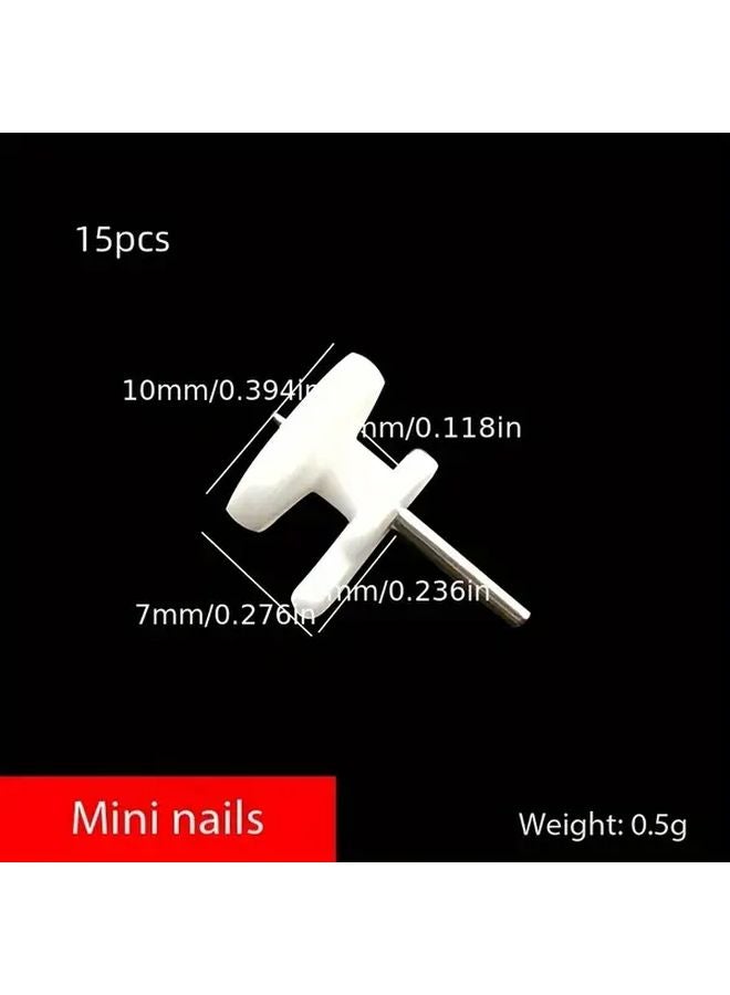 15pcs Mini Nails Invisible Seamless Wall Hooks Metal No Drill Adhesive Mounting Hangers - Image 1