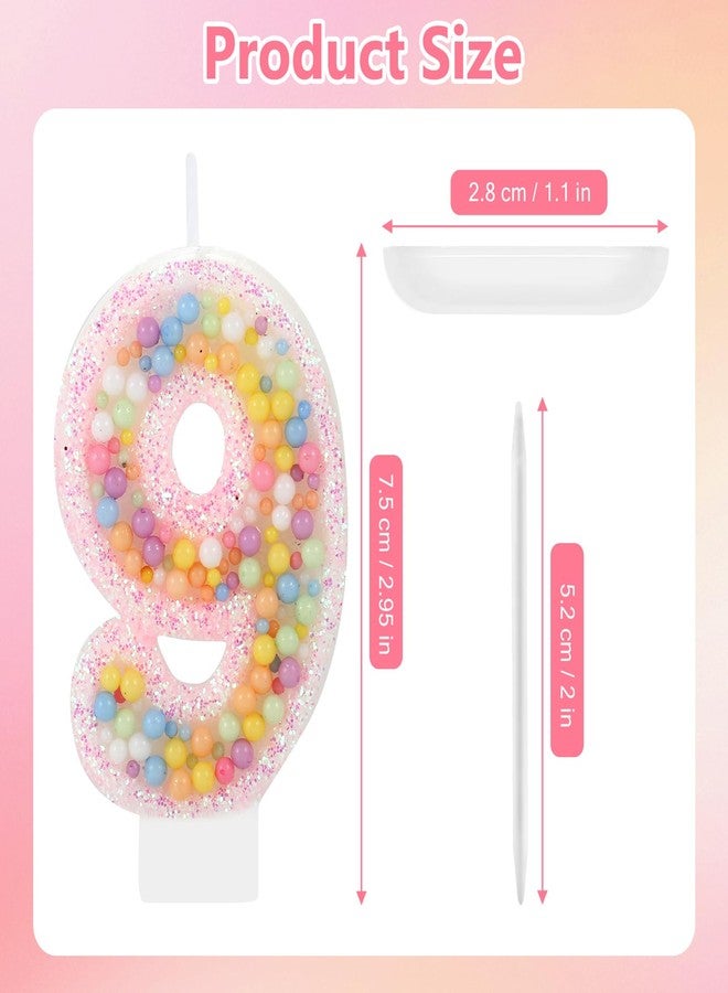 IDIJOLI Pastel Macaron 9th Birthday Candle Sweet Pink Number 9 Candle Cake Topper Cupcake Decorations for Girls and Women Party Decor Anniversary Celebrations Supplies - Image 3