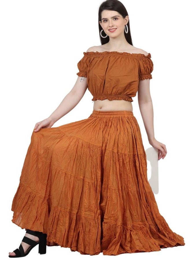Wevez Women's Gypsy 25 Yard Solid Color Cotton Skirt, Copper, One size - Image 4
