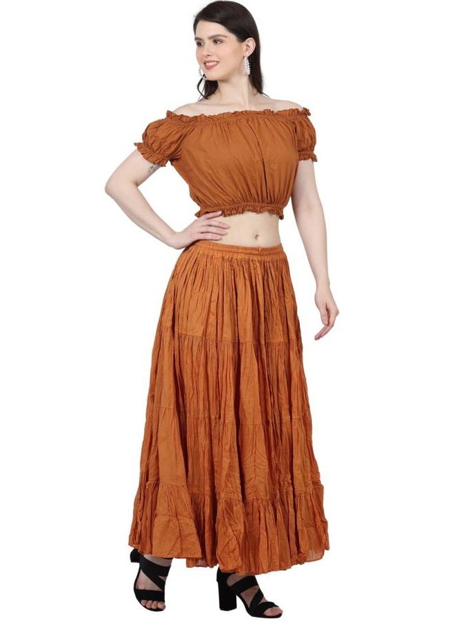 Wevez Women's Gypsy 25 Yard Solid Color Cotton Skirt, Copper, One size - Image 5