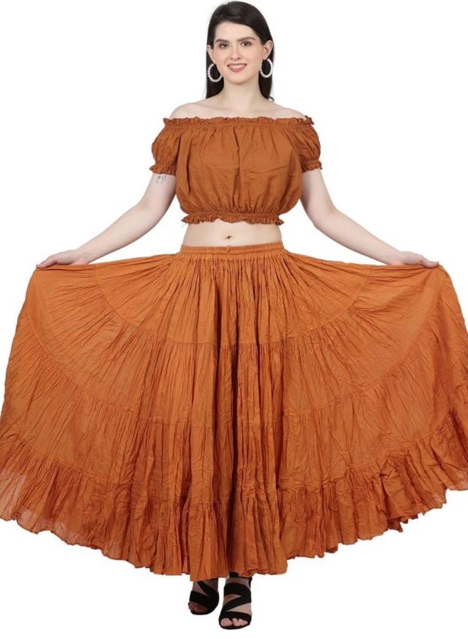 Wevez Women's Gypsy 25 Yard Solid Color Cotton Skirt, Copper, One size - Image 1