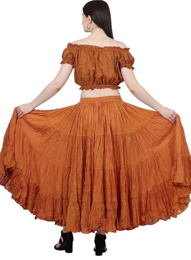 Wevez Women's Gypsy 25 Yard Solid Color Cotton Skirt, Copper, One size - Image 2