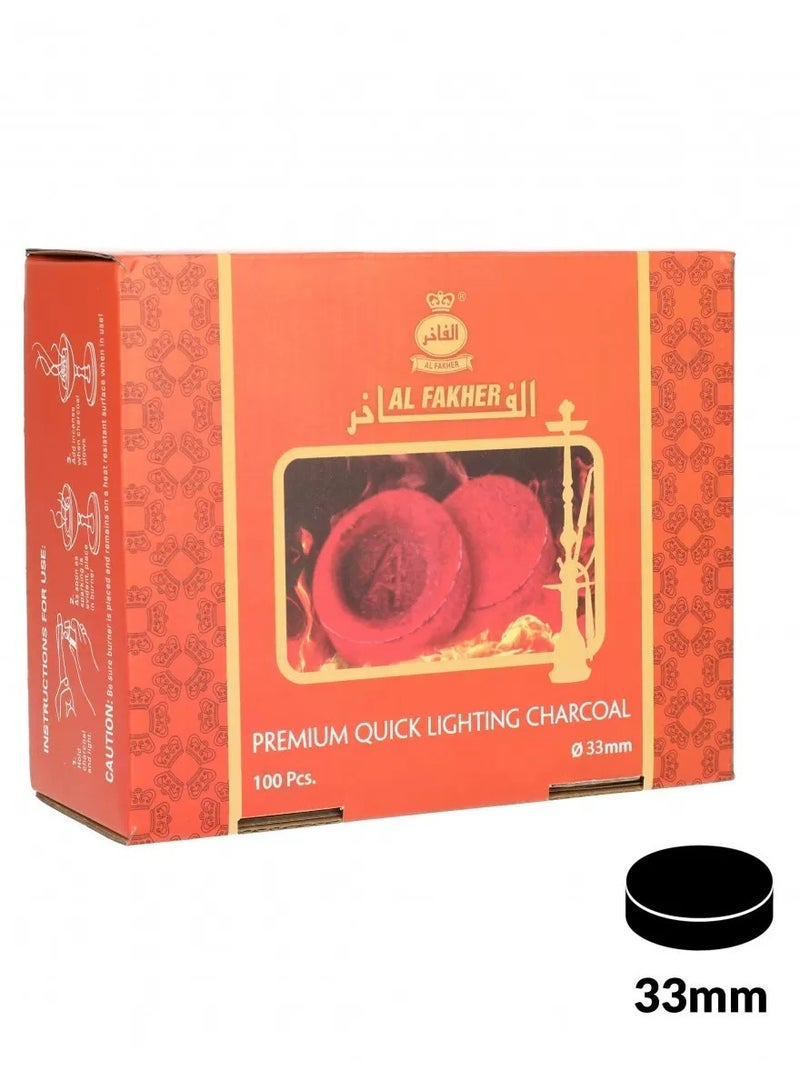 AL FAKHER Premium Quick Lighting Charcoal: 100pcs 33mm - Image 1
