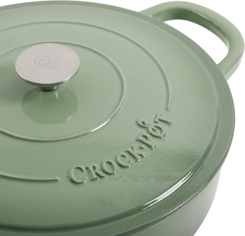 كروك بوت قدر الطهي البطيء Crock-Pot Artisan مطلي بالزجاج الملون من الحديد الصب، سعة 5 لترات، بلون الفستق - Image 3