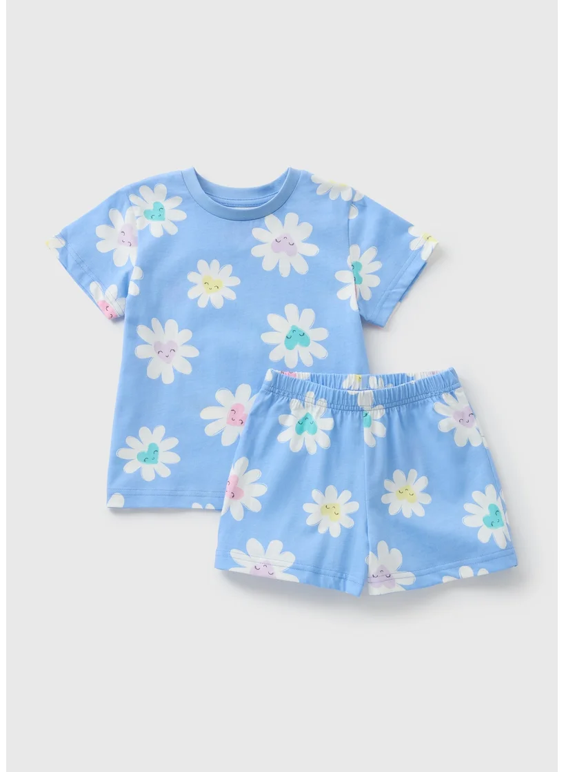Matalan Girls Blue Daisy Pyjama Set