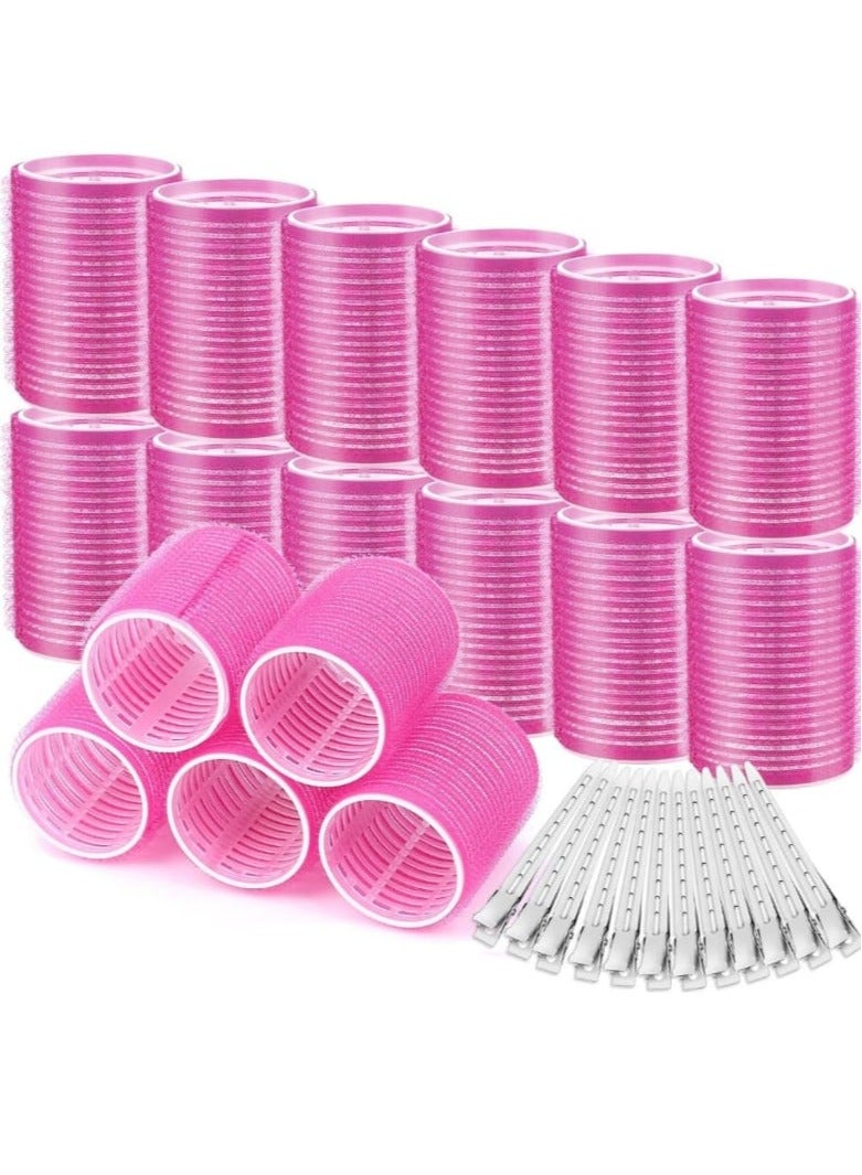 24Pcs Big Hair Rollers Set 12 Pcs Hair Rollers And 12 Pcs Stainless Steel Duckbill Clips - Image 1