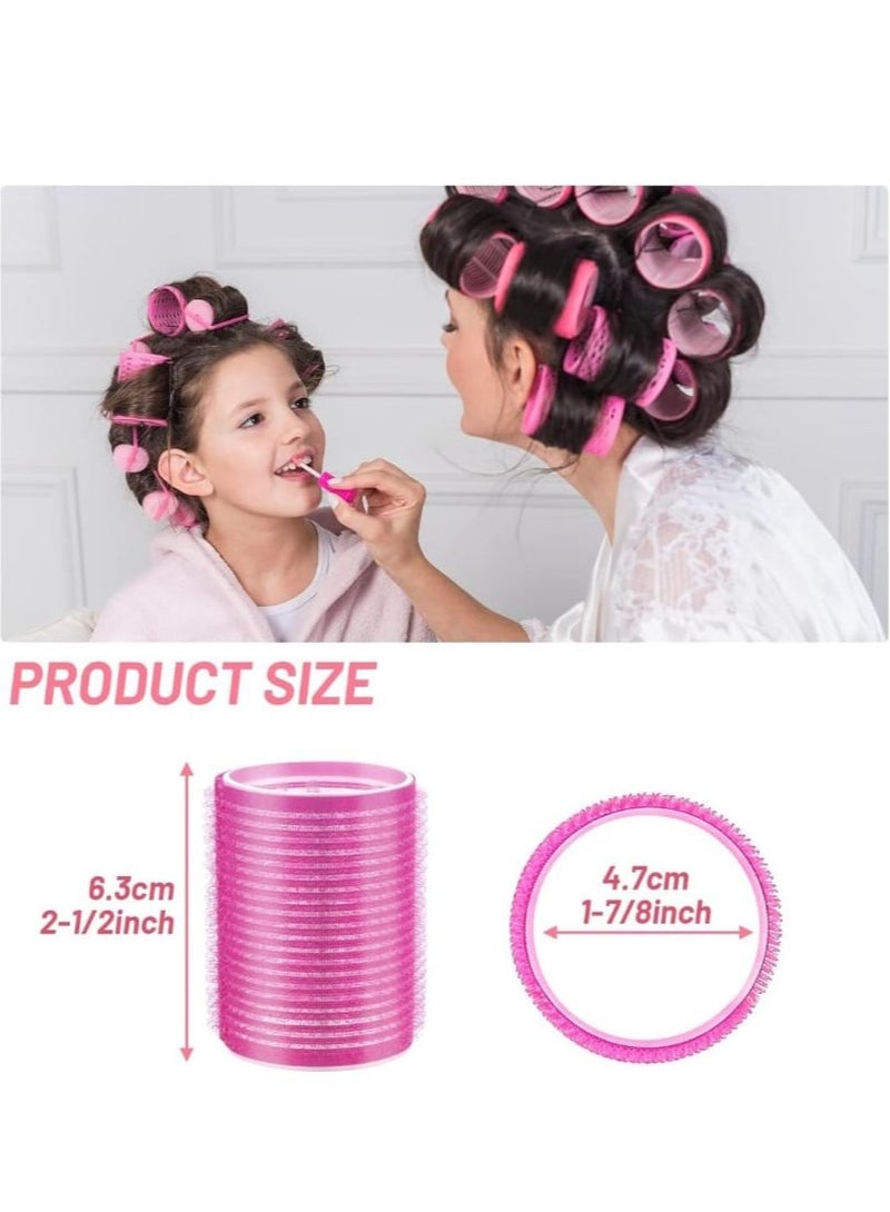 24Pcs Big Hair Rollers Set 12 Pcs Hair Rollers And 12 Pcs Stainless Steel Duckbill Clips - Image 2