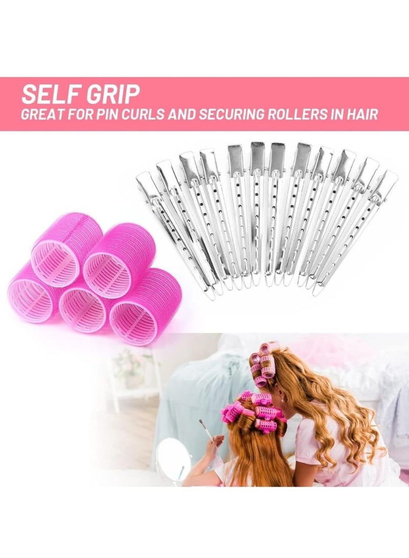 24Pcs Big Hair Rollers Set 12 Pcs Hair Rollers And 12 Pcs Stainless Steel Duckbill Clips - Image 4