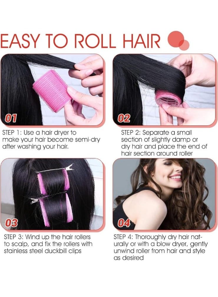 24Pcs Big Hair Rollers Set 12 Pcs Hair Rollers And 12 Pcs Stainless Steel Duckbill Clips - Image 5