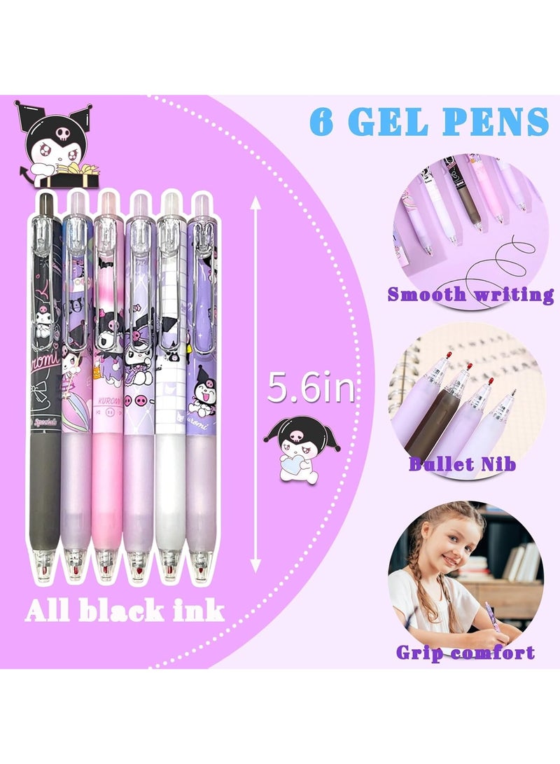 Kuromi School Supplies Set Cute Stationery Gift Set kawaii Back to School Includes A5 Notebook Pencil Case Pen, Stickers, ID Badge Holders, Ruler Eraser, Perfect Birthday Gift for Kids - Image 2