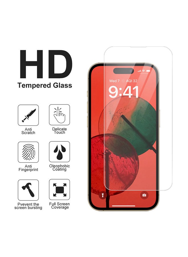 OFFBEAT 2 Pack iPhone 15 Pro Max Clear Screen Protector with Easy Installation Frame, Scratch Resistant, Anti-Fingerprint Transparent - Image 1