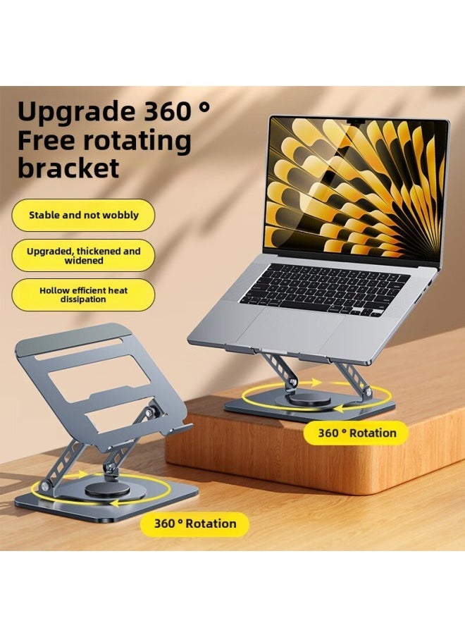 All-metal 360-degree Rotating Laptop Bracket Suspended Heat Dissipation Desktop Heightening Flat Support Bracket Wholesale-color: Flat Stand + Full Metal Double Pole Stable + 360 Degree Rotation - Image 2