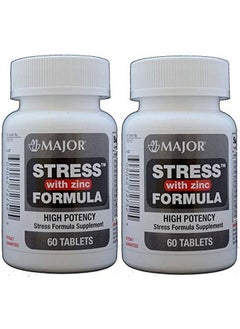 Stress Tab With Zinc High Potency Stress Formula With B Vitamins C+E Plus Antioxidants And Zinc For Immune Support 60 Tablets Per Bottle Pack Of 2 Total 120 Tablets