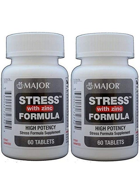 Stress Tab With Zinc High Potency Stress Formula With B Vitamins C+E Plus Antioxidants And Zinc For Immune Support 60 Tablets Per Bottle Pack Of 2 Total 120 Tablets