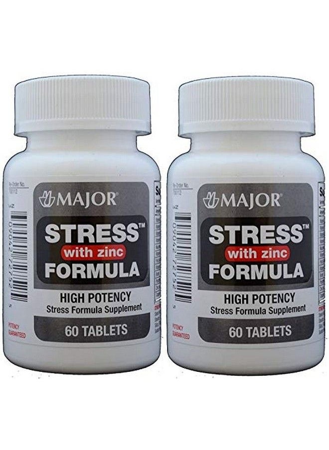 Major Pharmaceuticals - Stress Tab With Zinc High Potency Stress Formula With B Vitamins C+E Plus Antioxidants And Zinc For Immune Support 60 Tablets Per Bottle Pack Of 2 Total 120 Tablets - Image 1