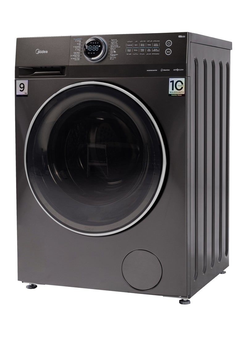 Midea Washing Machine Front Load, 1400 Rpm, Turbo Wash, Steam, Inverter, Add Garment, Lunar Dial - 9 kg MF200W90B/TTC Titanium Grey - Image 2