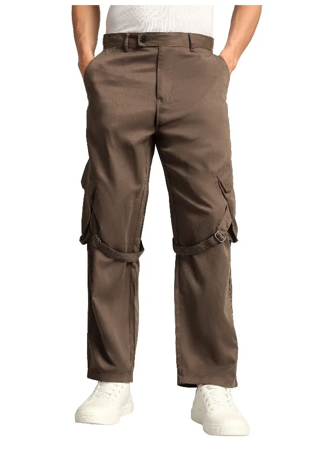 بيونغ بنطلون كارجو بخصر بحزام من الجلد البني