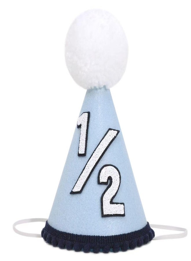 Agkvw Half Birthday Hat for boys - 1/2 Birthday crown, Six Months Party Decorations, Boho Blue Stripes Half Hat - Image 1