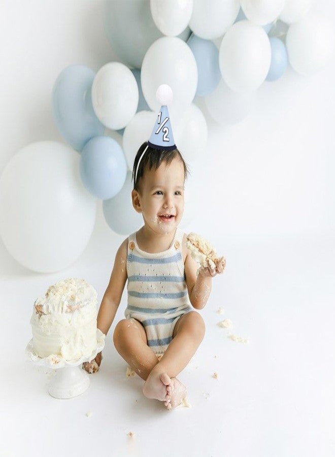 Agkvw Half Birthday Hat for boys - 1/2 Birthday crown, Six Months Party Decorations, Boho Blue Stripes Half Hat - Image 4