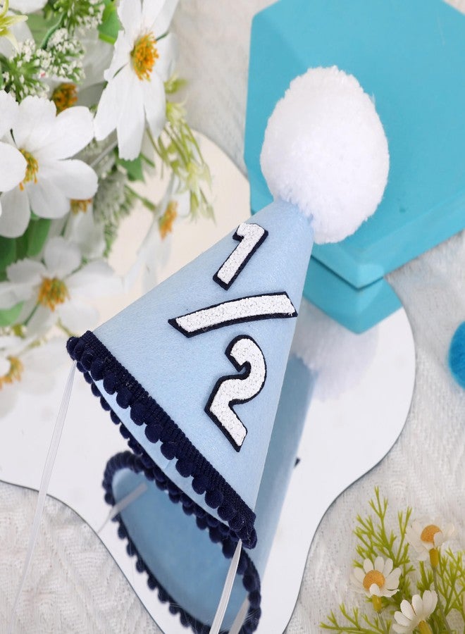 Agkvw Half Birthday Hat for boys - 1/2 Birthday crown, Six Months Party Decorations, Boho Blue Stripes Half Hat - Image 5