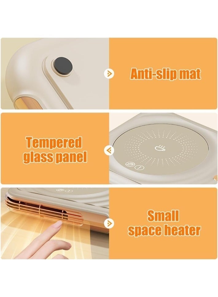 سناجل سخان أكواب القهوة، سخان أكواب كهربائي للمكتب، سخان أكواب حراري 2 في 1 وسخان مروحة صغير للمكتب مع 3 إعدادات للحرارة، سخان أكواب قهوة سريع التسخين للمنزل والمكتب - Image 2