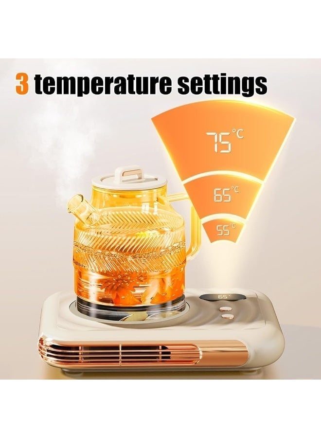 سناجل سخان أكواب القهوة، سخان أكواب كهربائي للمكتب، سخان أكواب حراري 2 في 1 وسخان مروحة صغير للمكتب مع 3 إعدادات للحرارة، سخان أكواب قهوة سريع التسخين للمنزل والمكتب - Image 3