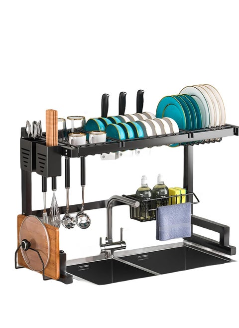 Dish Drying Rack, for Saving Space, Dish Drainers with Utensil Holder, 4 Baskets, Cups Holder