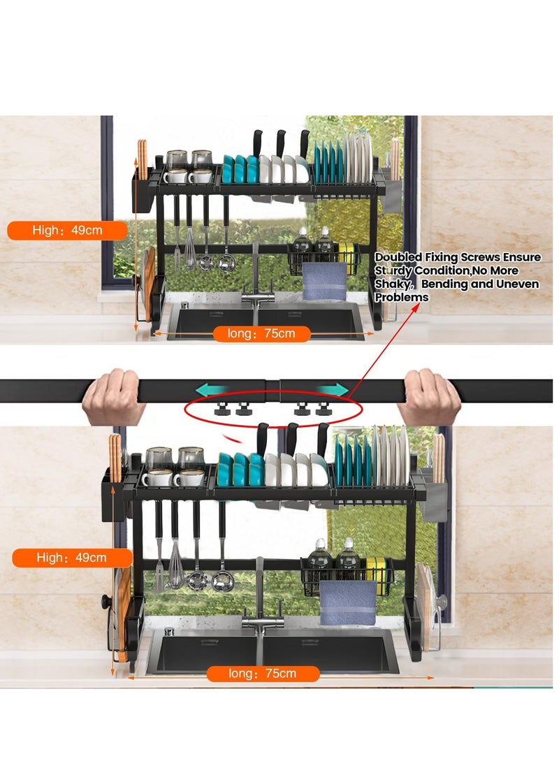 Dish Drying Rack, for Saving Space, Dish Drainers with Utensil Holder, 4 Baskets, Cups Holder