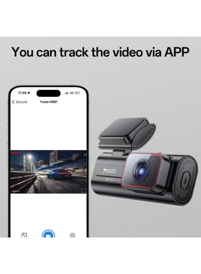 Yesido Dash Cam HD High Clear Camera 145° Wide Angle, 1.47-Inch Screen Driving Recorder with GK7202V300 Chip, App-Enabled Front Car Camera, Compact Vehicle Video Recorder - Image 3
