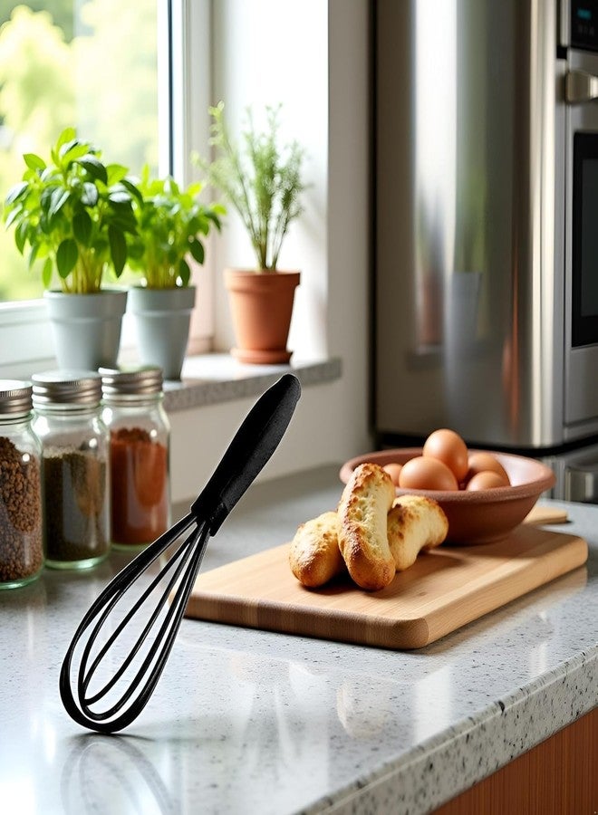 Rosojodg 1Pc Black Mini Silicone Whisk, 6.7inch Non-Scratch Non-Stick, Milk and Egg Beater Blender, Hand Egg Mixer, Kitchen Tool for Cooking, Baking, Mixing, Stirring, Kitchen Utensils - Image 4