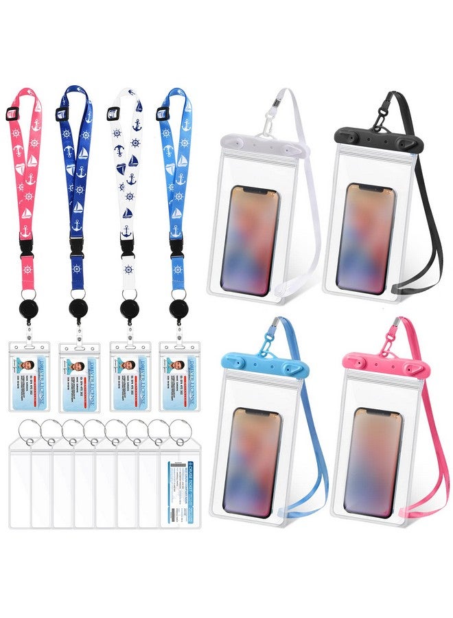Teling 16 Pcs Cruise Accessories Kit Includes 4 Pcs Cruise Lanyards With Detachable Badge Holder For Cards 8 Pcs Clear Waterproof Luggage Tag Holders With Metal Loop And 4 Pcs Waterproof Phone Pouch - Image 1