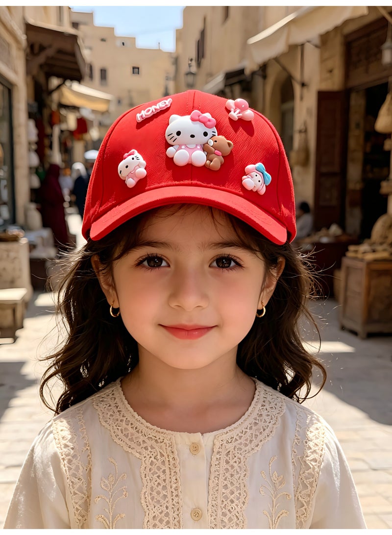 Hello Kitty Hats For Kids Outdoor Cartoon Adjustable Sunnet Hats, Children'S Hat Girls Cartoon Kt Cat All-Match Baseball Cap Little Girl Sunscreen Cap - Image 1