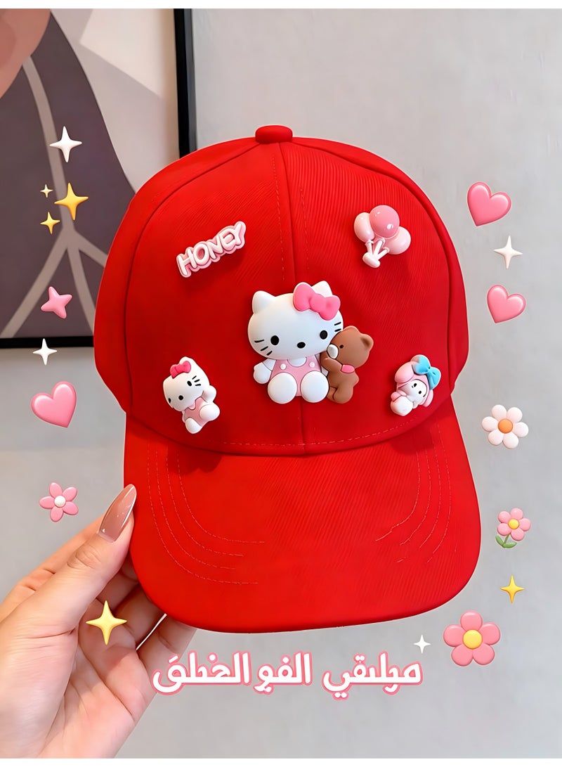 Hello Kitty Hats For Kids Outdoor Cartoon Adjustable Sunnet Hats, Children'S Hat Girls Cartoon Kt Cat All-Match Baseball Cap Little Girl Sunscreen Cap - Image 2