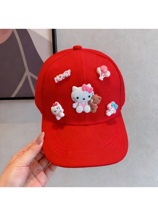 Hello Kitty Hats For Kids Outdoor Cartoon Adjustable Sunnet Hats, Children'S Hat Girls Cartoon Kt Cat All-Match Baseball Cap Little Girl Sunscreen Cap - Image 5