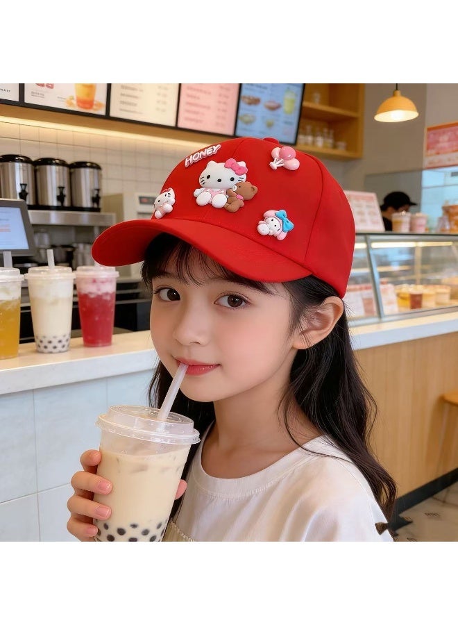 Hello Kitty Hats For Kids Outdoor Cartoon Adjustable Sunnet Hats, Children'S Hat Girls Cartoon Kt Cat All-Match Baseball Cap Little Girl Sunscreen Cap - Image 4