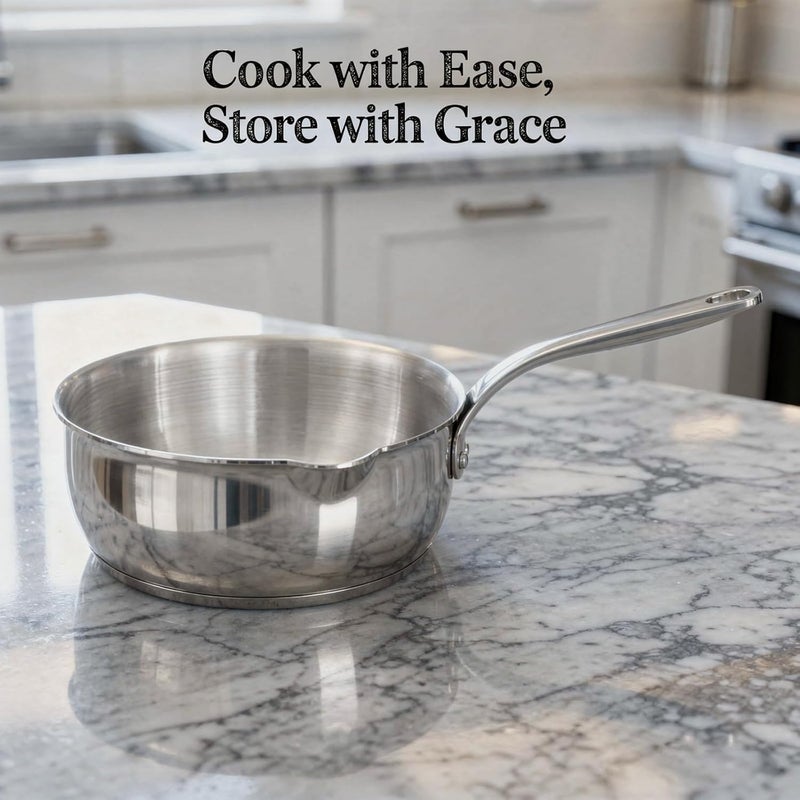 Excellent 304 Stainless Steel Oil Pot, 10.6 x 5.0 x 2.0 in / 27 x 12.8 x 5 cm Long-Lasting Mini Saucepan with Pour Spout, Thickened One-Piece Body, Comfortable Handle for Versatile Kitchen Use - Image 4