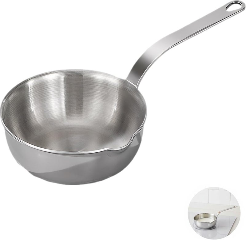 Excellent 304 Stainless Steel Oil Pot, 10.6 x 5.0 x 2.0 in / 27 x 12.8 x 5 cm Long-Lasting Mini Saucepan with Pour Spout, Thickened One-Piece Body, Comfortable Handle for Versatile Kitchen Use - Image 5