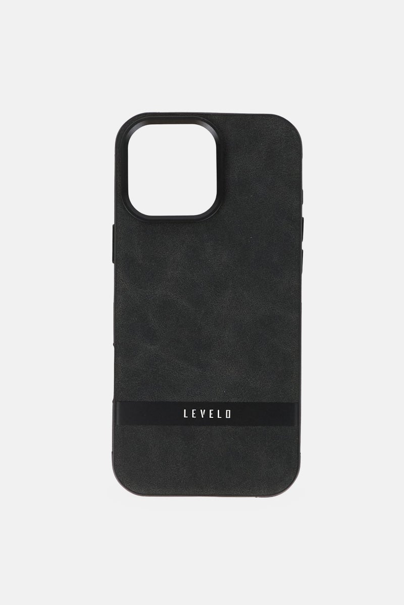 LEVELO iPhone 16 Pro Max Pelle Leather Protective Case, Black - Image 1