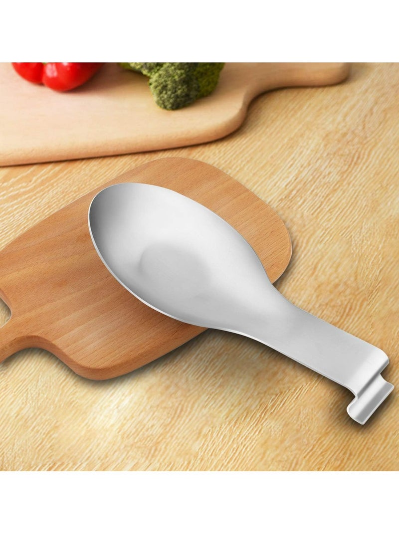 2 Pcs Stainless Steel Spoon Rest, Spatula Ladle Holder, Stainless Steel Utensil Spoon Rest Holder, 9.8 x 3.7 Inch - Image 3