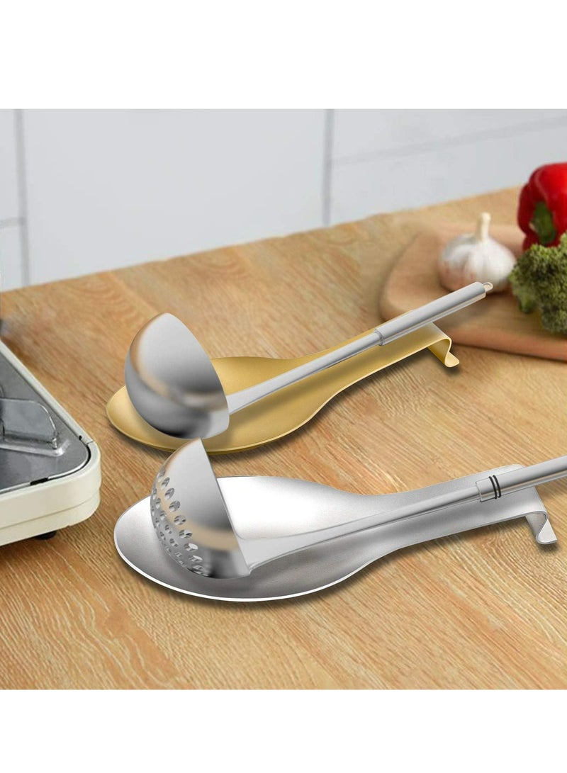2 Pcs Stainless Steel Spoon Rest, Spatula Ladle Holder, Stainless Steel Utensil Spoon Rest Holder, 9.8 x 3.7 Inch - Image 2