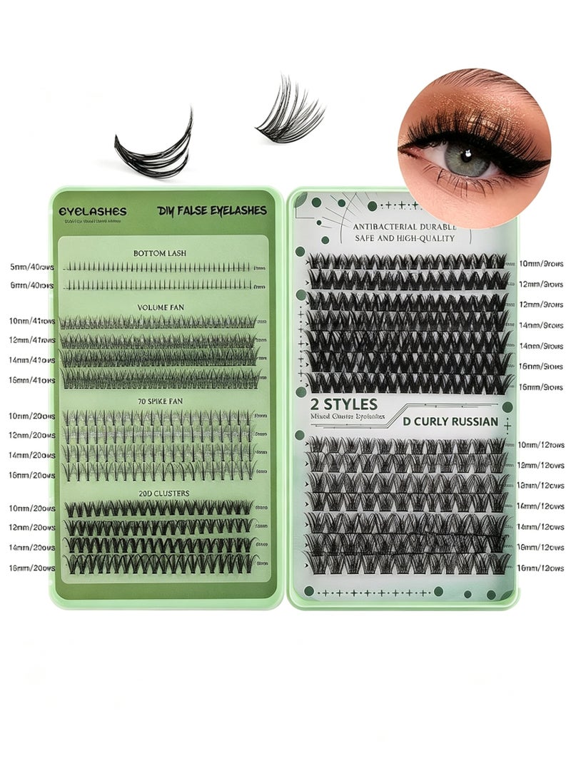 CMAYOME 551PCS DIY Eyelash Extension Kit,Wispy Individual Lash Clusters Refill Pack, D Curl Natural Thick Segmented ,10-16mm Mixed Length,With Lash Bond,Eyelash Brush And Tweezers,For Beginners,Self-Application - Image 1
