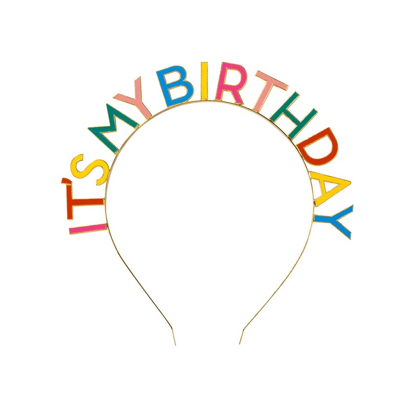 توكينج تيبلز ربطة رأس بتصميم عبارة "It's My Birthday" وألوان قوس قزح - Image 1