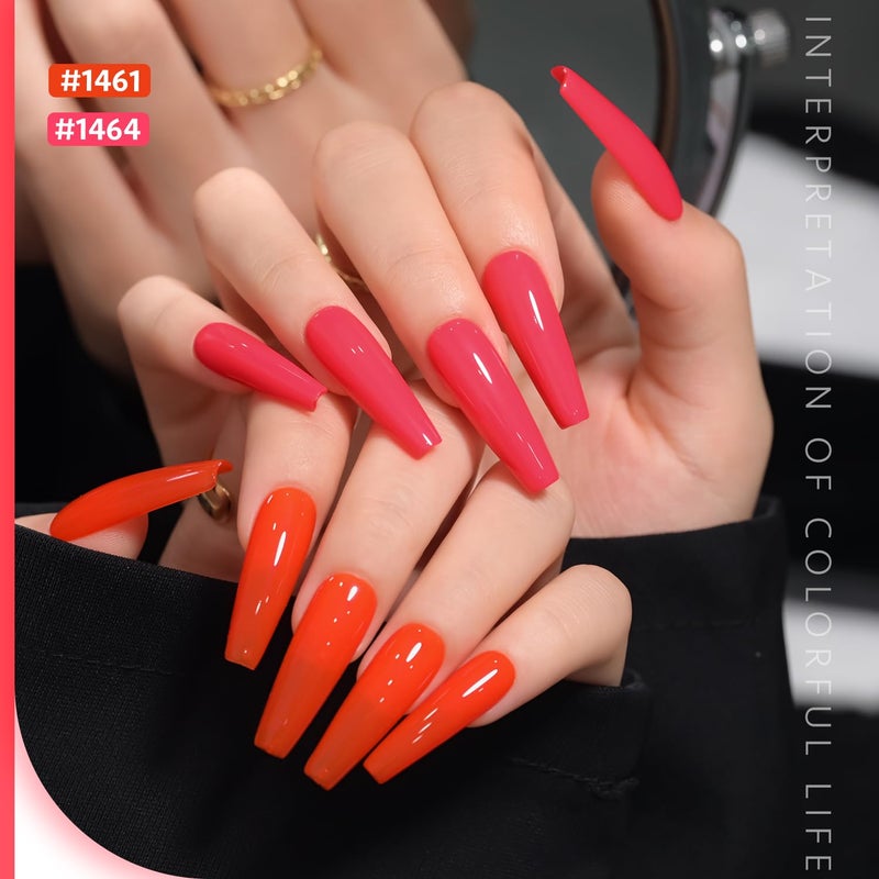 GAOY Coral Orange Gel Nail Polish, Pink Red Neon Gel Polish Kit for Salon Manicure and Nail Art DIY at Home, Gift for Women - Image 3