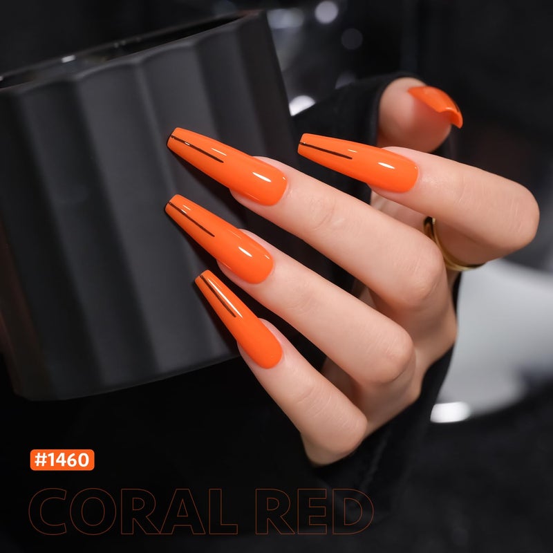 GAOY Coral Orange Gel Nail Polish, Pink Red Neon Gel Polish Kit for Salon Manicure and Nail Art DIY at Home, Gift for Women - Image 4