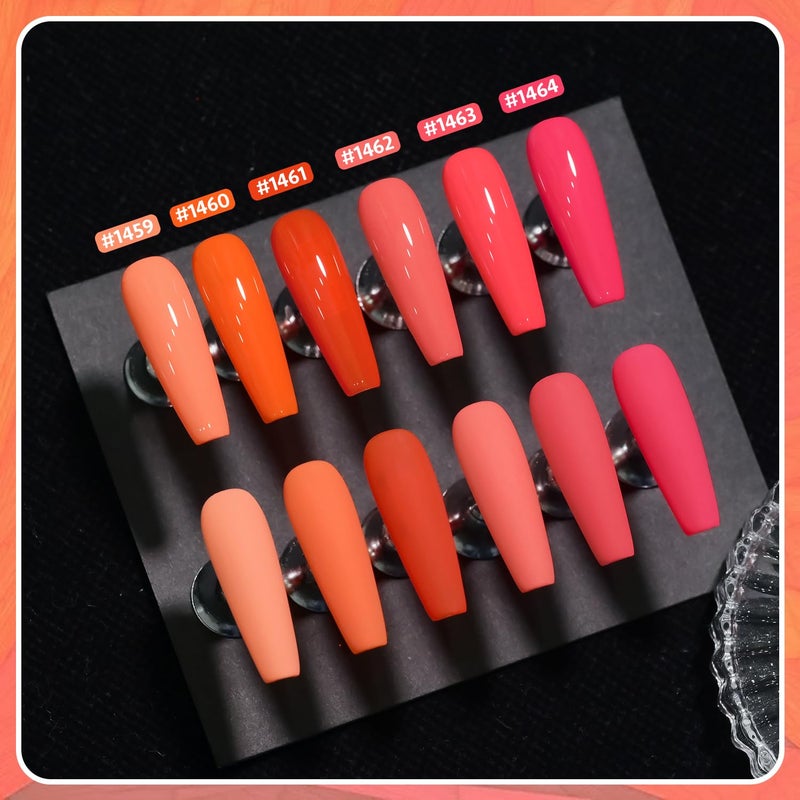 GAOY Coral Orange Gel Nail Polish, Pink Red Neon Gel Polish Kit for Salon Manicure and Nail Art DIY at Home, Gift for Women - Image 2