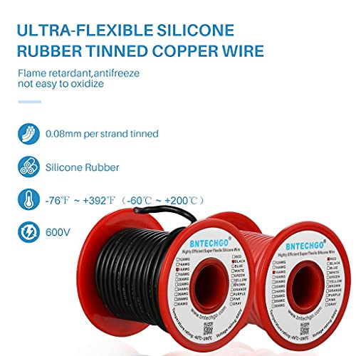 BNTECHGO 16 Gauge Silicone Wire Spool red and Black Each 50ft Flexible 16 AWG Stranded Tinned Copper Wire - Image 3